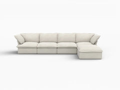 Deluxe Linen Cloud Sectional Sofas Covers | Beige Cotton and Linen Sofa Cover for 4-Seater