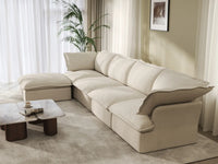 Deluxe Linen Cloud Sectional Sofas Covers | Beige Cotton and Linen Sofa Cover for 4-Seater