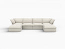 Deluxe Linen Cloud Sectional Sofas Covers | Beige Cotton and Linen Sofa Cover for 5-Seater