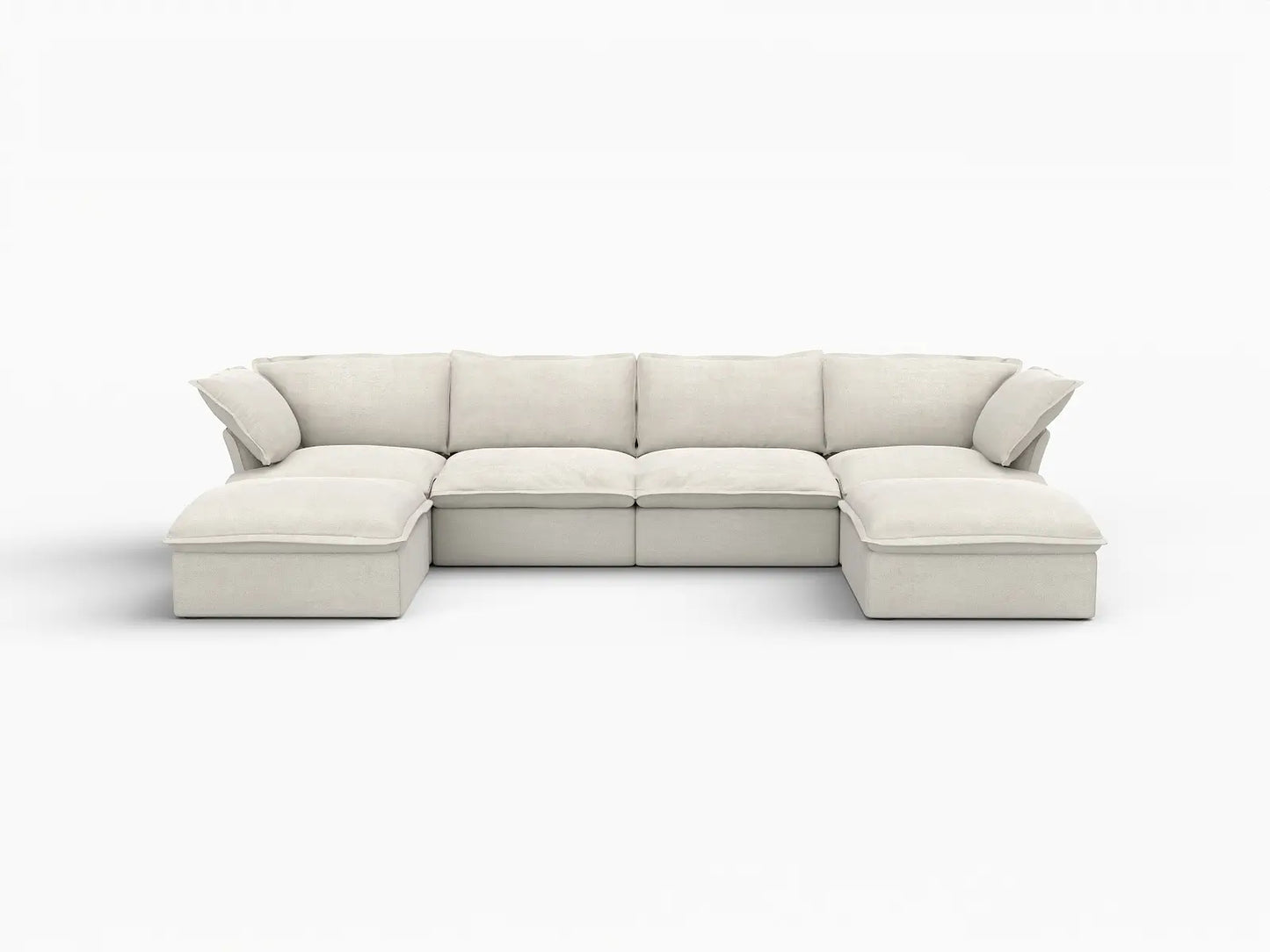 Deluxe Linen Cloud Sectional Sofas Covers | Beige Cotton and Linen Sofa Cover for 5-Seater