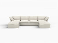 Deluxe Linen Cloud Sectional Sofas Covers | Beige Cotton and Linen Sofa Cover for 5-Seater
