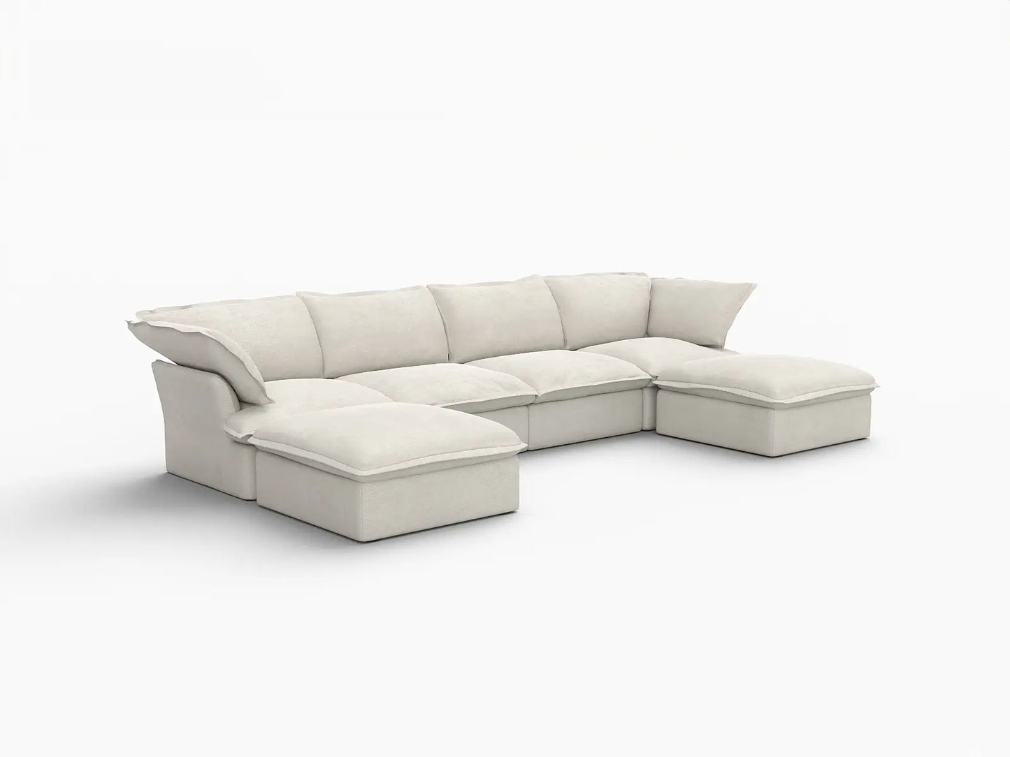 Deluxe Linen Cloud Sectional Sofas Covers | Beige Cotton and Linen Sofa Cover for 5-Seater