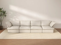 Deluxe Cloud 4-Seater Beige Washable Couch Sectional | 4-Piece, Linen and Cotton Fabric, Modular Design