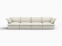 Deluxe Cloud 4-Seater Beige Washable Couch Sectional | 4-Piece, Linen and Cotton Fabric, Modular Design