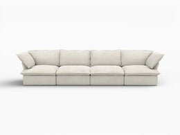 Deluxe Linen Cloud Sectional Sofas Covers | Beige Cotton and Linen Sofa Cover for 4-Seater