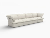 Deluxe Cloud 4-Seater Beige Washable Couch Sectional | 4-Piece, Linen and Cotton Fabric, Modular Design