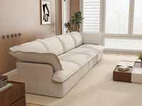 Deluxe Cloud 4-Seater Beige Washable Couch Sectional | 4-Piece, Linen and Cotton Fabric, Modular Design