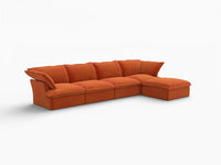 Deluxe Cloud 4-Seater L-Shaped Sofa with Storage | 5-Piece (includes 1 ottoman), Velvet Fabric, Washable Covers