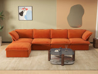 Deluxe Cloud 4-Seater L-Shaped Sofa with Storage | 5-Piece (includes 1 ottoman), Velvet Fabric, Washable Covers
