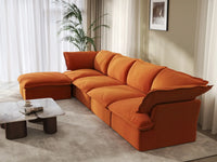 Deluxe Cloud 4-Seater L-Shaped Sofa with Storage | 5-Piece (includes 1 ottoman), Velvet Fabric, Washable Covers