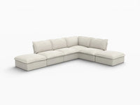 Deluxe Linen Cloud Sectional Sofas Covers | Beige Linen and Cotton Sofa Cover for 4-Seater with 2-Ottoman
