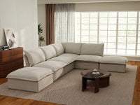 Deluxe Linen Cloud Sectional Sofas Covers | Beige Linen and Cotton Sofa Cover for 4-Seater with 2-Ottoman
