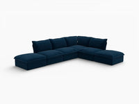 Deluxe Cloud 4-Seater L-Shaped Washable Sectional Sofa | 6-Piece (includes 2 ottomans), Velvet Fabric, Storage Ottoman