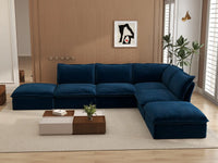 Deluxe Cloud 4-Seater L-Shaped Washable Sectional Sofa | 6-Piece (includes 2 ottomans), Velvet Fabric, Storage Ottoman