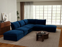 Deluxe Cloud 4-Seater L-Shaped Washable Sectional Sofa | 6-Piece (includes 2 ottomans), Velvet Fabric, Storage Ottoman