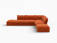 Deluxe Cloud 4-Seater Large L-Shaped Sofa | 6-Piece (includes 2 ottomans), Velvet Fabric, Storage Ottoman