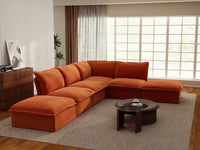 Deluxe Cloud 4-Seater Large L-Shaped Sofa | 6-Piece (includes 2 ottomans), Velvet Fabric, Storage Ottoman