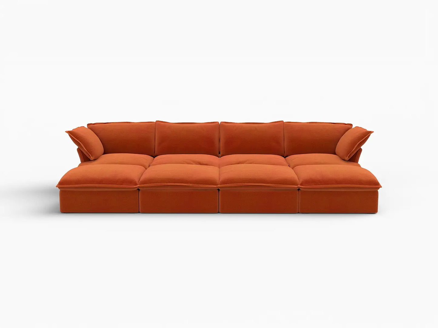 Deluxe Cloud 4-Seater Pit Sectional with Storage | 8-Piece (includes 4 ottomans), Velvet Fabric, Washable Covers