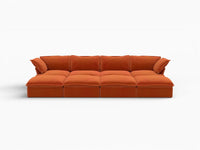Deluxe Cloud 4-Seater Pit Sectional with Storage | 8-Piece (includes 4 ottomans), Velvet Fabric, Washable Covers