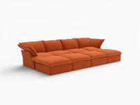 Deluxe Cloud 4-Seater Pit Sectional with Storage | 8-Piece (includes 4 ottomans), Velvet Fabric, Washable Covers