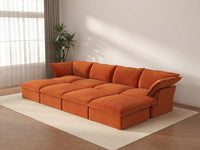 Deluxe Cloud 4-Seater Pit Sectional with Storage | 8-Piece (includes 4 ottomans), Velvet Fabric, Washable Covers