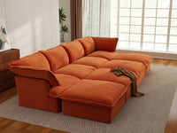 Deluxe Cloud 4-Seater Pit Sectional with Storage | 8-Piece (includes 4 ottomans), Velvet Fabric, Washable Covers