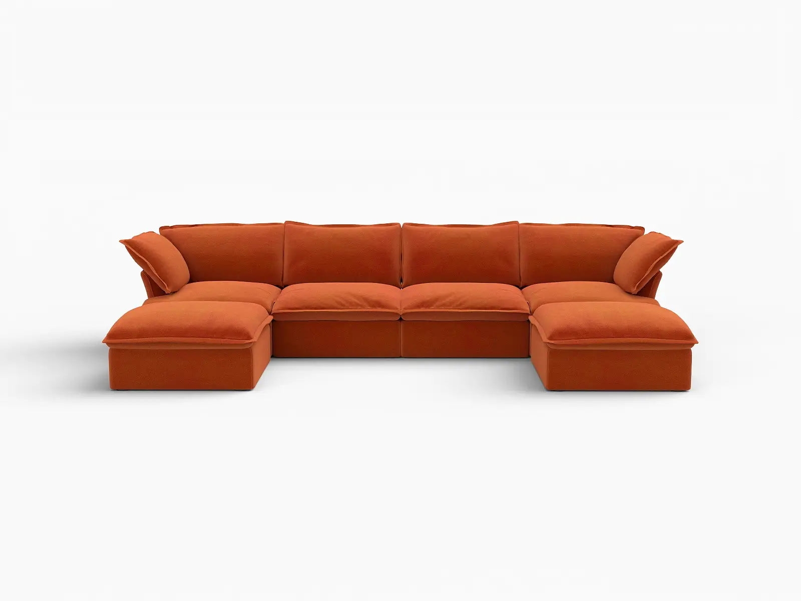 Deluxe Cloud 4-Seater U-Shaped Sofa with Storage | 6-Piece (includes 2 ottomans), Velvet Fabric, Washable Covers