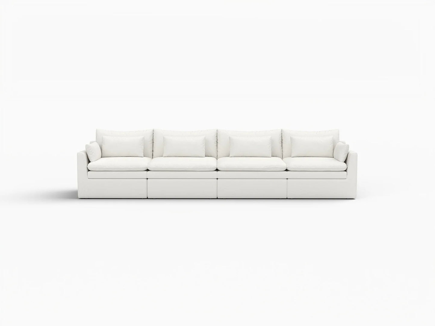 Deluxe Cloud 4-Seater White Large Space Couch Sectional | 4-Piece, Linen Look Poly Fabric, Easy To Clean