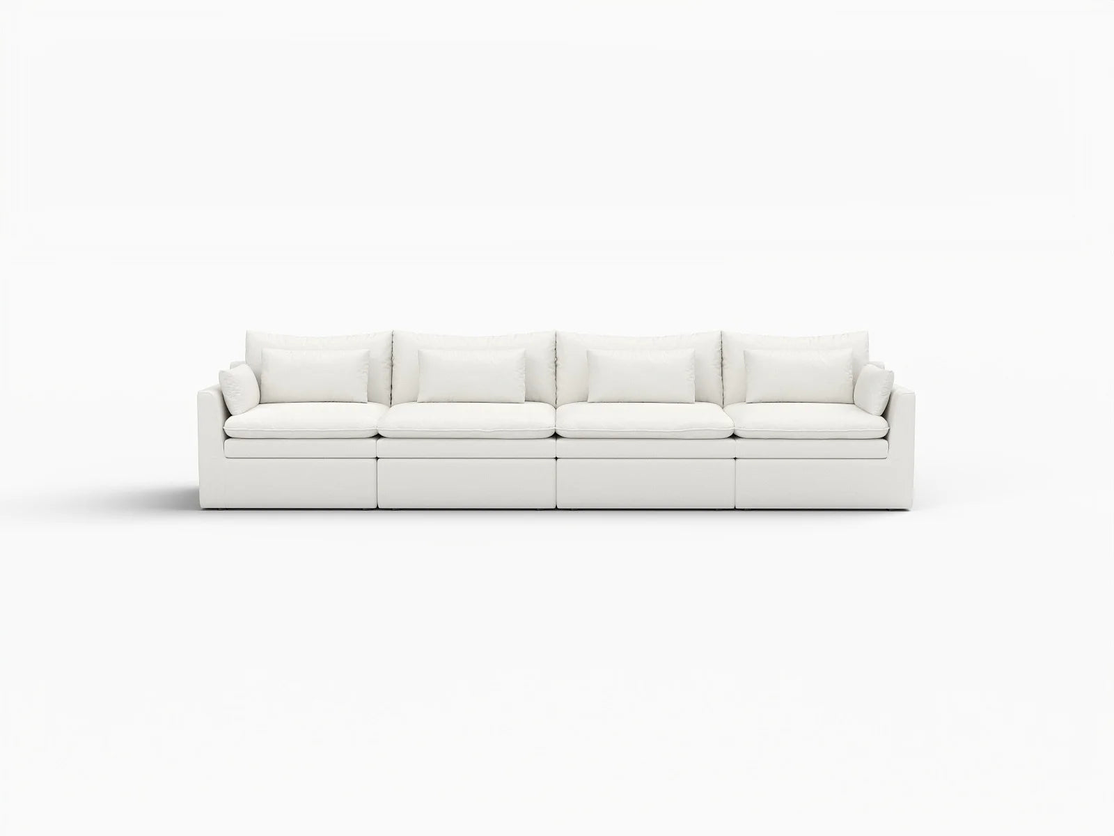 Deluxe Cloud 4-Seater White Large Space Couch Sectional | 4-Piece, Linen Look Poly Fabric, Easy To Clean