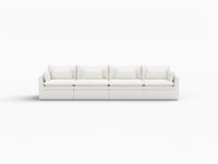 Deluxe Cloud 4-Seater White Large Space Couch Sectional | 4-Piece, Linen Look Poly Fabric, Easy To Clean