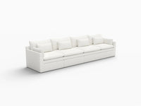 Deluxe Cloud 4-Seater White Large Space Couch Sectional | 4-Piece, Linen Look Poly Fabric, Easy To Clean