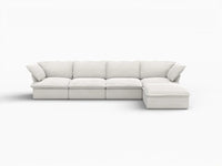 Deluxe Cloud 4-Seater White Storage L-Shaped Sectional | 5-Piece (includes 1 Ottoman), Linen and Cotton Fabric, Washable Covers