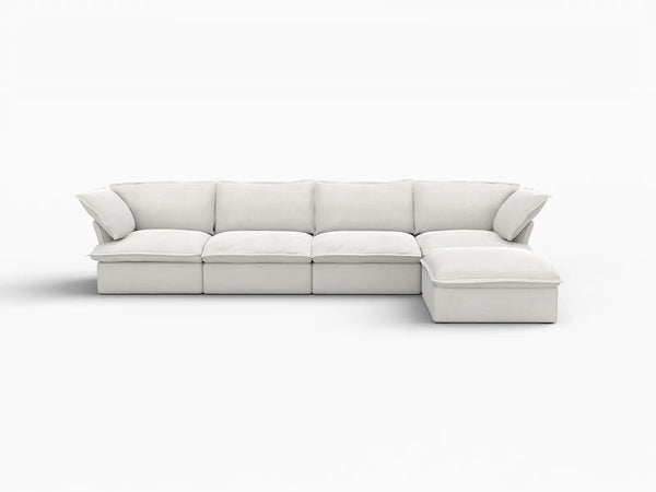 Deluxe Linen Cloud Sectional Sofas Covers | White Cotton and Linen Sofa Covers for 4-Seater With Ottoman