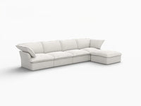 Deluxe Cloud 4-Seater White Storage L-Shaped Sectional | 5-Piece (includes 1 Ottoman), Linen and Cotton Fabric, Washable Covers