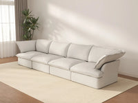 Deluxe Cloud 4-Seater White Washable Couch Sectional | 4-Piece, Linen and Cotton Fabric, Modular Design