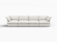 Deluxe Cloud 4-Seater White Washable Couch Sectional | 4-Piece, Linen and Cotton Fabric, Modular Design