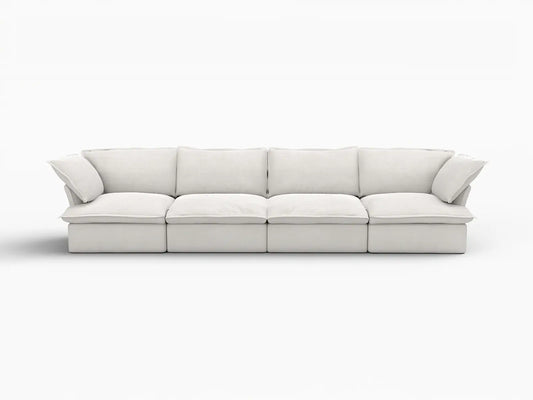 Deluxe Linen Cloud Sectional Sofas Covers | White Cotton and Linen Sofa Covers for 4-Seater