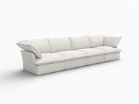 Deluxe Cloud 4-Seater White Washable Couch Sectional | 4-Piece, Linen and Cotton Fabric, Modular Design