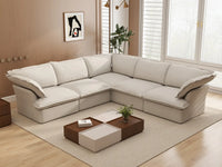 Deluxe Linen Cloud Sectional Sofas Covers | Beige Cotton and Linen Sofa Cover for 5-Seater