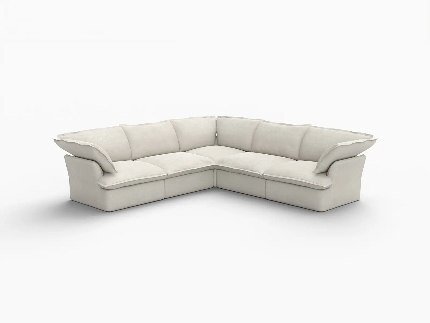 Deluxe Linen Cloud Sectional Sofas Covers | Beige Cotton and Linen Sofa Cover for 5-Seater