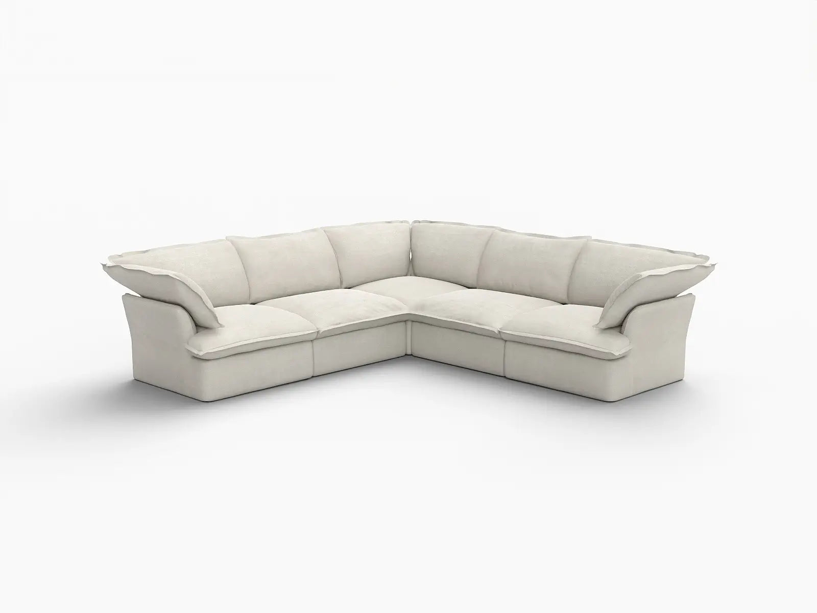 Deluxe Linen Cloud Sectional Sofas Covers | Beige Cotton and Linen Sofa Cover for 5-Seater