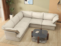 Deluxe Linen Cloud Sectional Sofas Covers | Beige Cotton and Linen Sofa Cover for 5-Seater