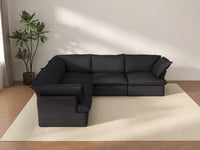 Sofá modular Deluxe Cloud de 5 plazas, color negro, lavable, en forma de V | 5 piezas, tela de lino y algodón, diseño modular