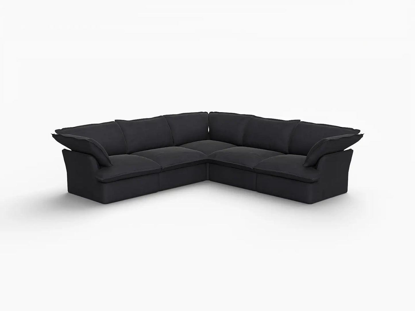 Deluxe Linen Cloud Sectional Sofas Covers | Black Linen Cotton Sofa Cover for 5-Seater