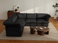 Deluxe Linen Cloud Sectional Sofas Covers | Black Linen Cotton Sofa Cover for 5-Seater