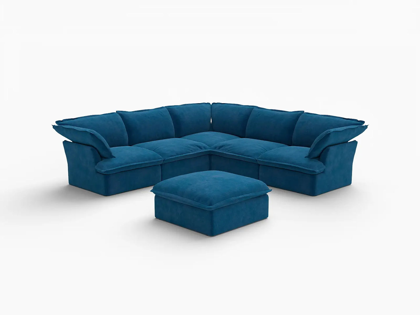 Deluxe Cloud 5-Seater Sofa Set with Storage | 6-Piece (includes 1 ottoman), Velvet Fabric, Washable Covers