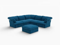 Deluxe Cloud 5-Seater Sofa Set with Storage | 6-Piece (includes 1 ottoman), Velvet Fabric, Washable Covers