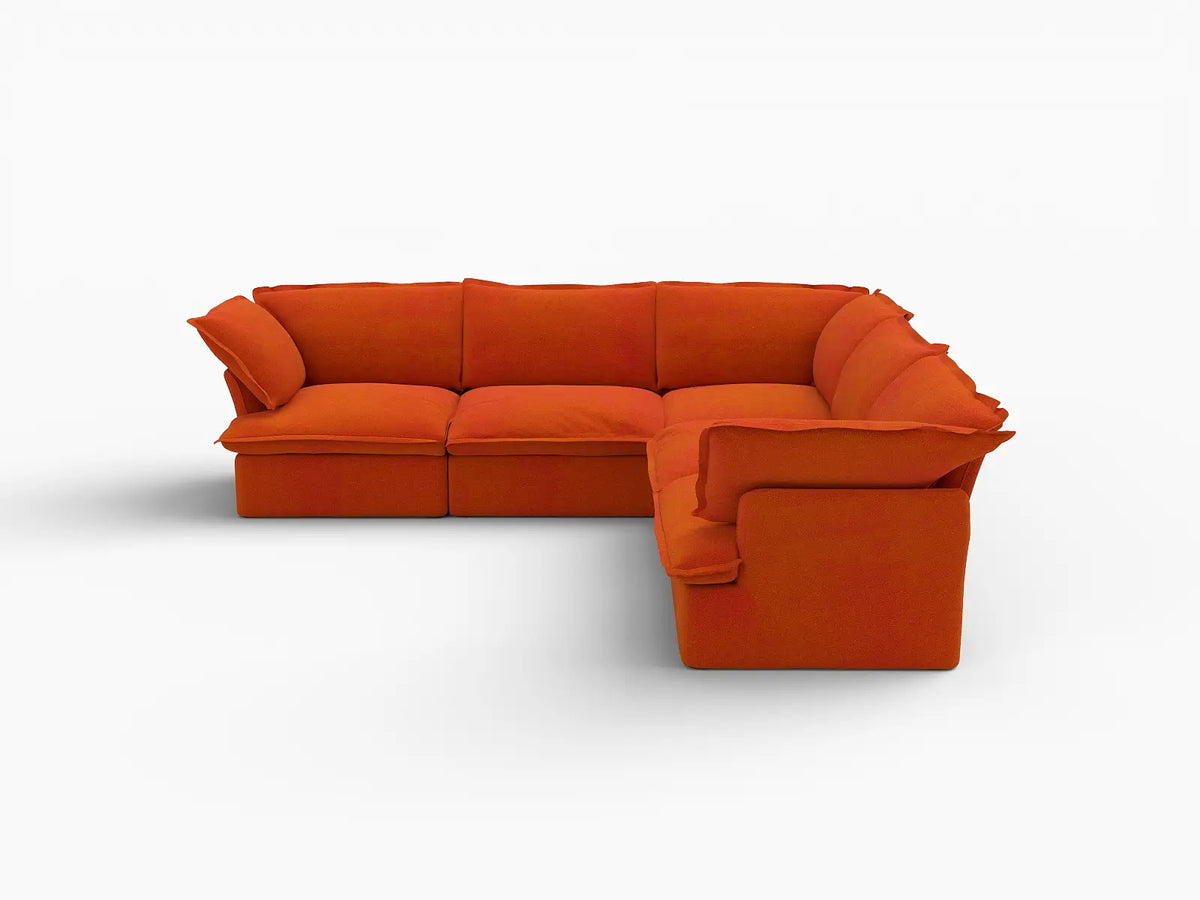 Deluxe Cloud 5-Seater V-Shaped Sectional Sofa | 5-Piece, Velvet Fabric, Washable Covers