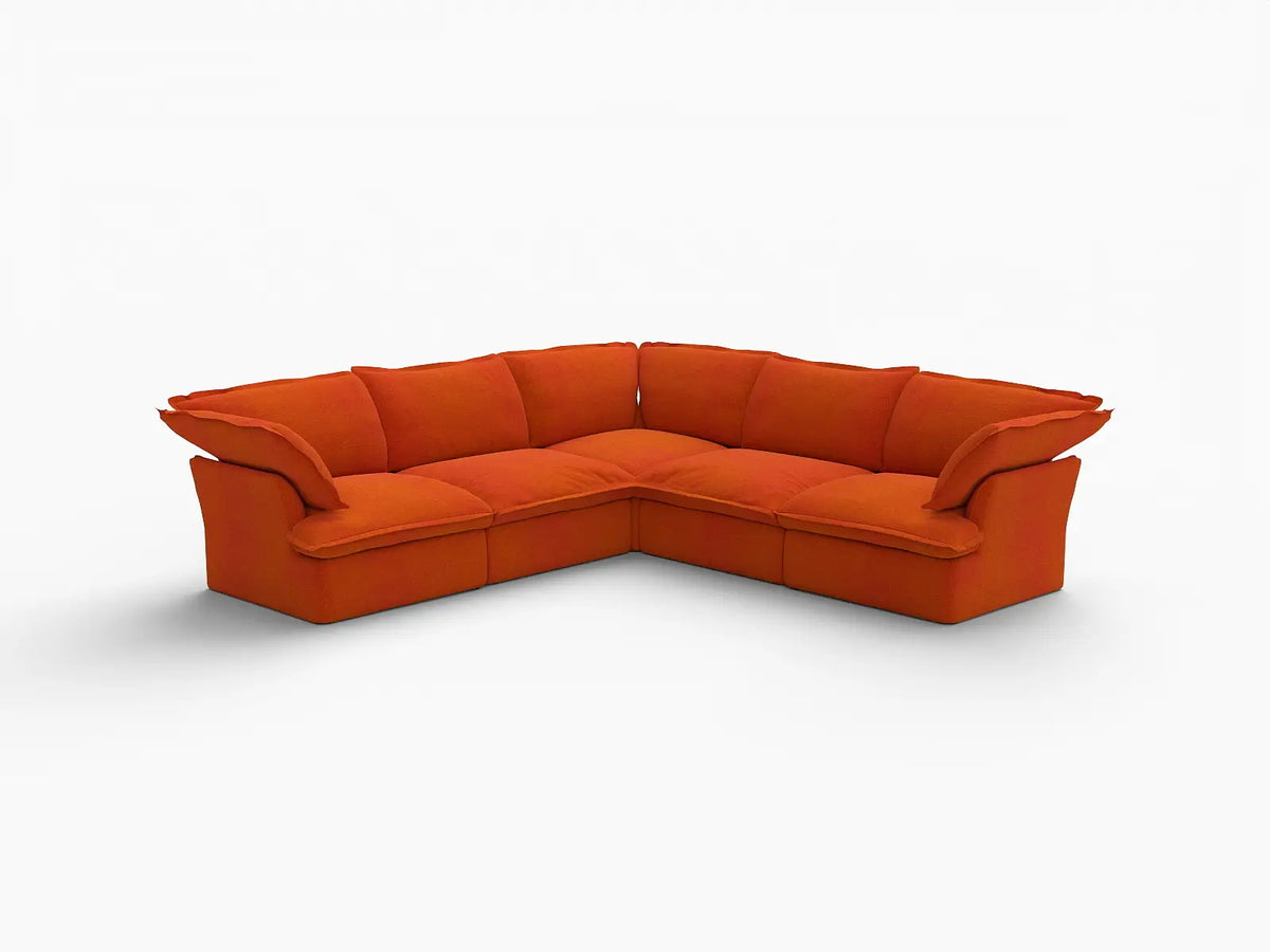 Deluxe Cloud 5-Seater V-Shaped Sectional Sofa | 5-Piece, Velvet Fabric, Washable Covers