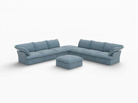 Deluxe Cloud 6-Seater Sofa Set with Storage | 8-Piece (includes 2 ottomans), Velvet Fabric, Washable Covers
